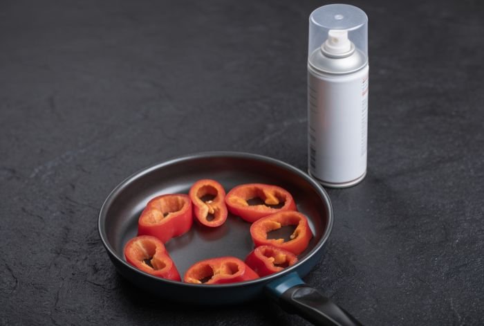 cooking spray with fried vegetables